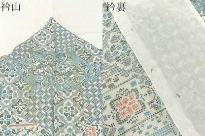 平和屋着物＊夏物　小紋　紗　更紗花文　洗える着物　BAAX6866hj