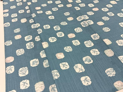 平和屋着物＊夏物　小紋　紗　型染め　草花文　洗える着物　BAAX6870hj