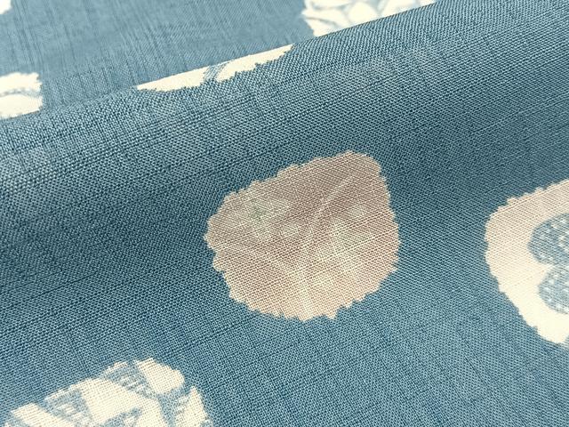 平和屋着物＊夏物　小紋　紗　型染め　草花文　洗える着物　BAAX6870hj