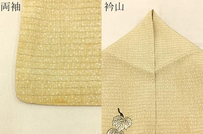 平和屋着物＊夏物　小紋　絽縮緬　蔦の葉文　洗える着物　BAAX6871hj