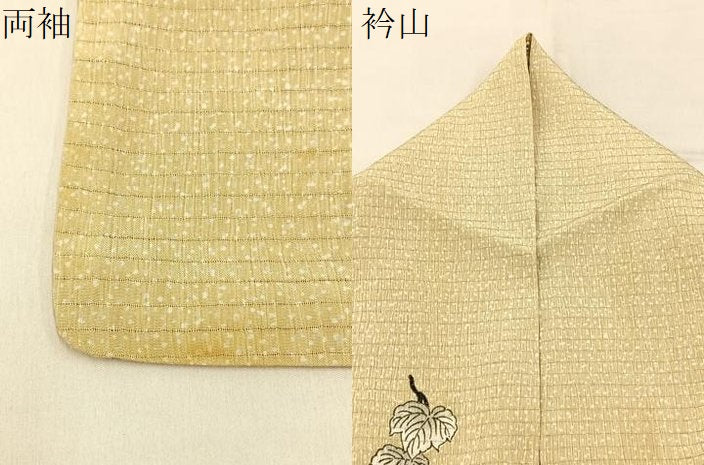 平和屋着物＊夏物　小紋　絽縮緬　蔦の葉文　洗える着物　BAAX6871hj
