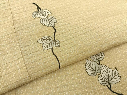 平和屋着物＊夏物　小紋　絽縮緬　蔦の葉文　洗える着物　BAAX6871hj