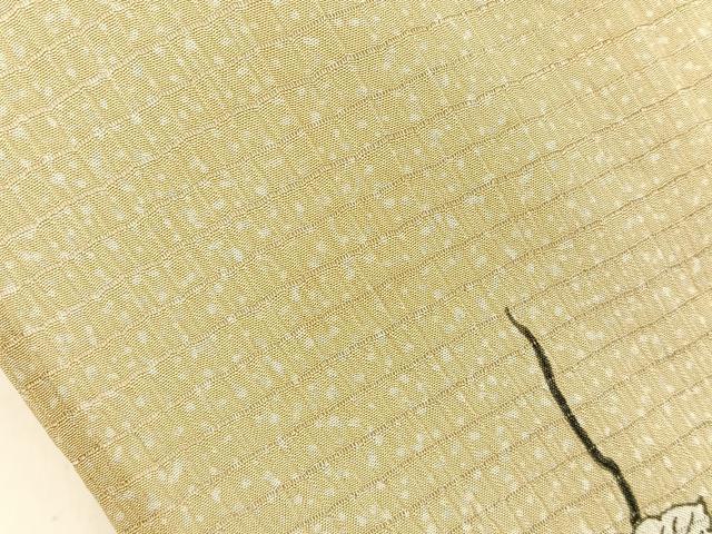 平和屋着物＊夏物　小紋　絽縮緬　蔦の葉文　洗える着物　BAAX6871hj