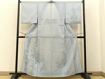 平和屋着物＊夏物　訪問着　絽　草葉文　金彩　洗える着物　BAAX6872hj