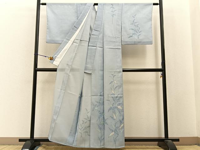 平和屋着物＊夏物　訪問着　絽　草葉文　金彩　洗える着物　BAAX6872hj