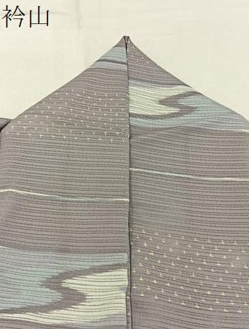 平和屋着物＊夏物　小紋　絽　横段流水文　洗える着物　BAAX6873hj
