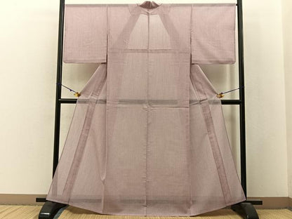 平和屋着物＊夏物　小紋　紗　十字絣文様　洗える着物　BAAX6874hj