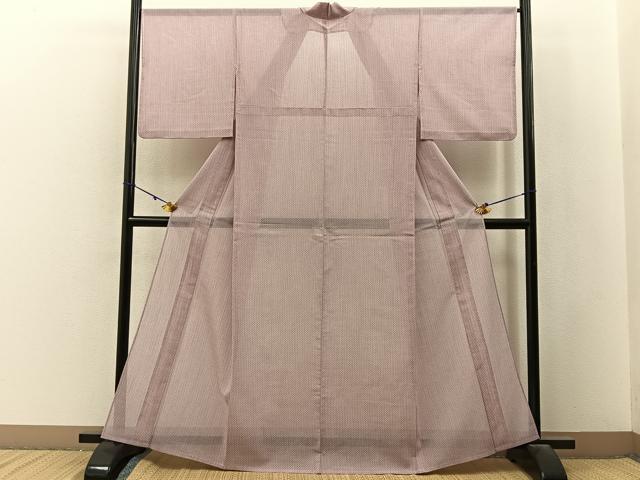 平和屋着物＊夏物　小紋　紗　十字絣文様　洗える着物　BAAX6874hj