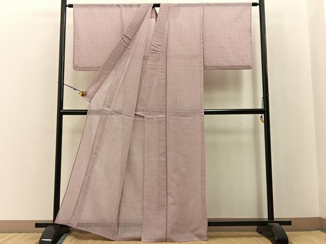 平和屋着物＊夏物　小紋　紗　十字絣文様　洗える着物　BAAX6874hj