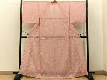 平和屋着物＊夏物　小紋　絽　舞花文　洗える着物　BAAX6875hj