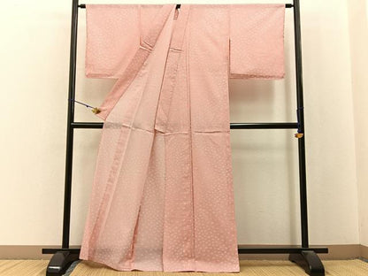 平和屋着物＊夏物　小紋　絽　舞花文　洗える着物　BAAX6875hj