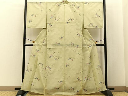 平和屋着物＊夏物　小紋　絽　吹き寄せ文　洗える着物　BAAX6876hj