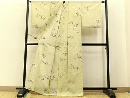 平和屋着物＊夏物　小紋　絽　吹き寄せ文　洗える着物　BAAX6876hj