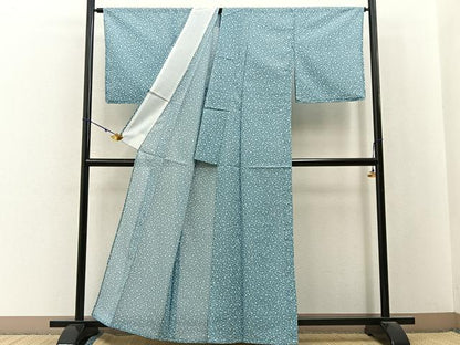 平和屋着物＊夏物　小紋　絽　笹蔓　洗える着物　未使用　BAAX6877hj