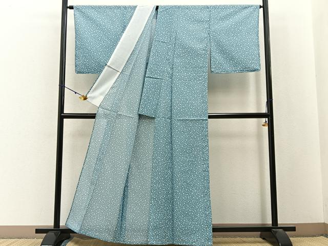 平和屋着物＊夏物　小紋　絽　笹蔓　洗える着物　未使用　BAAX6877hj