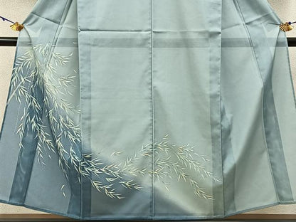 平和屋着物＊夏物　訪問着　絽　枝垂れ柳　暈し染め　銀彩　洗える着物　BAAX6878hj