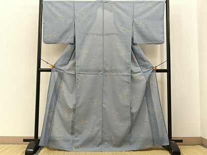平和屋着物＊夏物　小紋　絽　草葉文　洗える着物　BAAX6879hj
