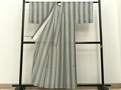 平和屋着物＊夏物　小紋　絽　縞　洗える着物　BAAX6880hj