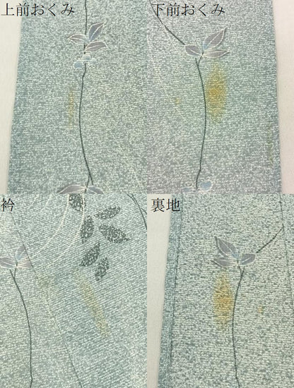 平和屋着物＊夏物　小紋　絽　草葉文　洗える着物　BAAX6881hj