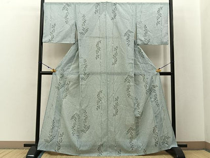 平和屋着物＊夏物　小紋　絽　草葉文　洗える着物　BAAX6881hj