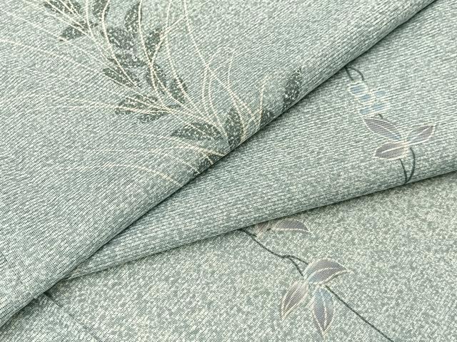 平和屋着物＊夏物　小紋　絽　草葉文　洗える着物　BAAX6881hj