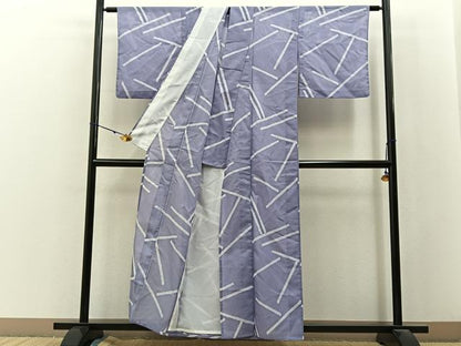 平和屋着物＊夏物　小紋　絽　幾何学文様　洗える着物　BAAX6882hj