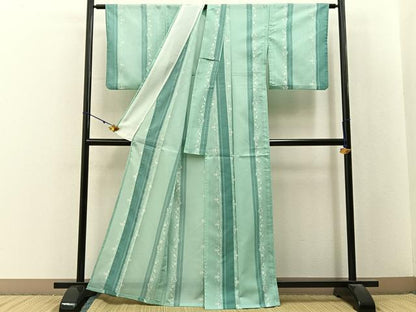 平和屋着物＊夏物　小紋　絽　花鳥文　洗える着物　BAAX6883hj