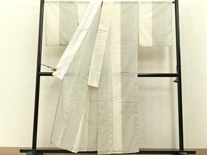 平和屋着物＊夏物　小紋　紗　十字絣文様　洗える着物　BAAX6887hj