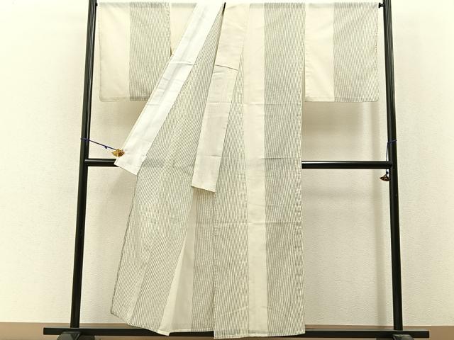 平和屋着物＊夏物　小紋　紗　十字絣文様　洗える着物　BAAX6887hj