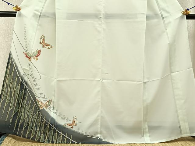 平和屋着物＊夏物　訪問着　絽　舞蝶文　銀彩　洗える着物　BAAX6888hj