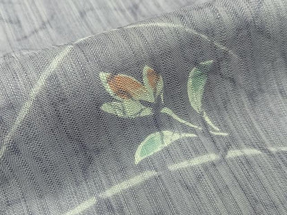 平和屋着物＊夏物　小紋　紗　草花文　ロング丈　洗える着物　BAAX6890hj