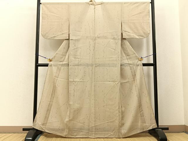 平和屋着物＊夏物　小紋　絽　枝花文　洗える着物　BAAX6891hj