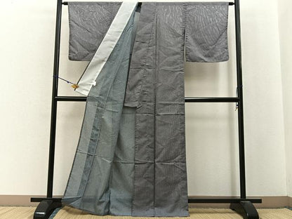 平和屋着物＊夏物　江戸小紋　絽　鮫小紋柄　両面染め　洗える着物　未使用　BAAX6894hj