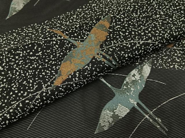 平和屋着物＊夏物　訪問着　絽　飛鶴文　たたき染め　黒地　金銀彩　洗える着物　BAAX6896hj