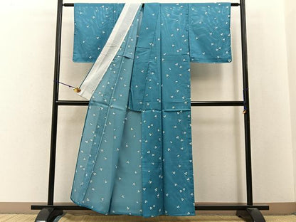 平和屋着物＊夏物　小紋　絽　三つ葉　洗える着物　未使用　BAAX6900hj