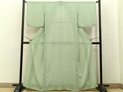 平和屋着物＊夏物　小紋　絽縮緬　萩　洗える着物　BAAX6901hj
