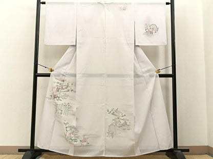 平和屋着物＊夏物　訪問着　絽　風景草花文　暈し染め　洗える着物　BAAX6902hj