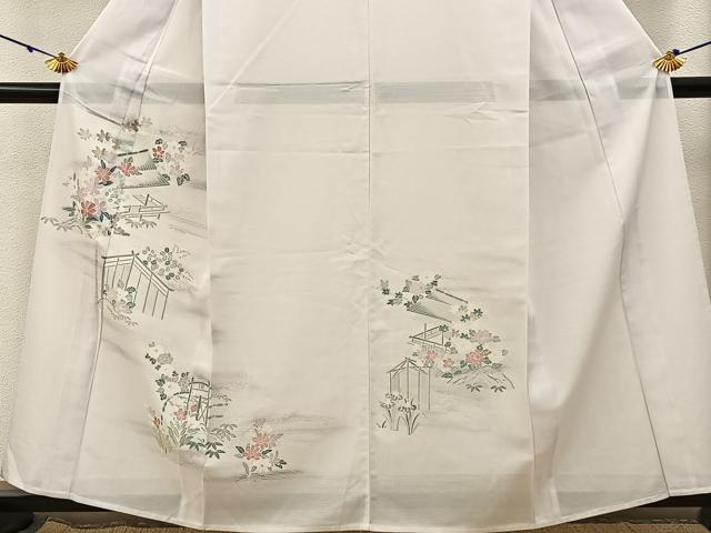 平和屋着物＊夏物　訪問着　絽　風景草花文　暈し染め　洗える着物　BAAX6902hj