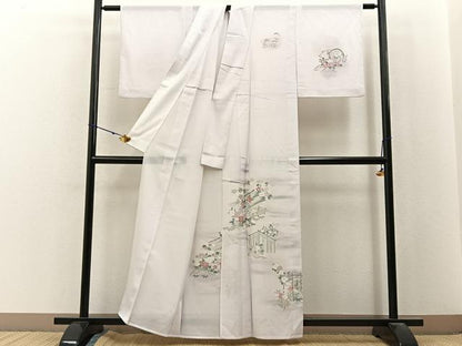 平和屋着物＊夏物　訪問着　絽　風景草花文　暈し染め　洗える着物　BAAX6902hj