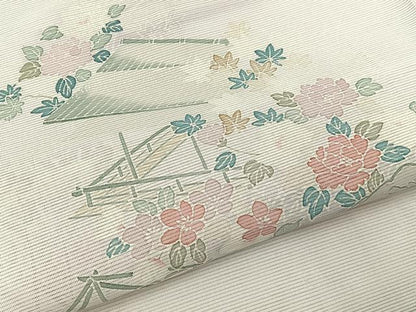 平和屋着物＊夏物　訪問着　絽　風景草花文　暈し染め　洗える着物　BAAX6902hj