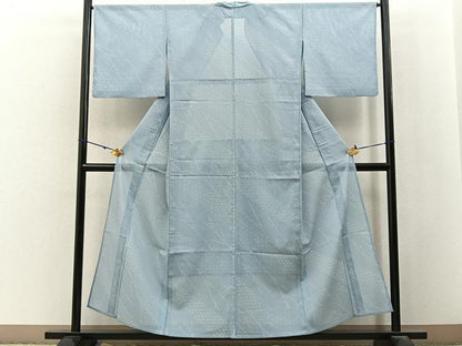 平和屋着物＊夏物　小紋　絽　吉祥枝花文　洗える着物　BAAX6903hj