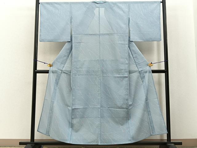 平和屋着物＊夏物　小紋　絽　吉祥枝花文　洗える着物　BAAX6903hj