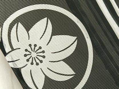 平和屋着物＊夏物　小紋　絽　花丸文　黒地　洗える着物　BAAX6904hj