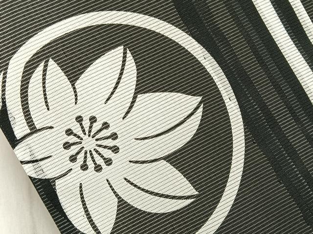 平和屋着物＊夏物　小紋　絽　花丸文　黒地　洗える着物　BAAX6904hj