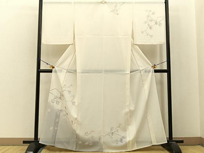 平和屋着物＊夏物　訪問着　絽　枝葉文　暈し染め　洗える着物　BAAX6905hj