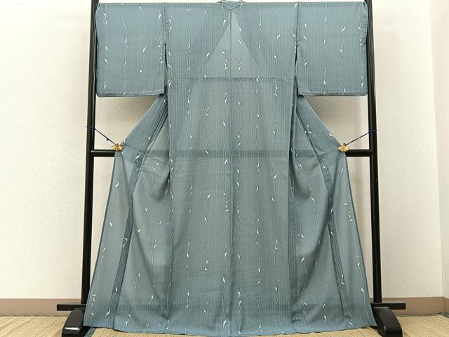 平和屋着物＊夏物　小紋　紗　南天文　ロング丈　洗える着物　BAAX6906hj