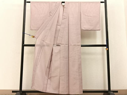 平和屋着物＊夏物　紗紬　芝草文　色無地　薄柿色　正絹　逸品　未使用　BAAX6908hj