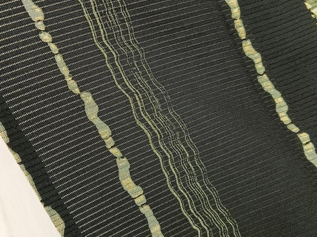 平和屋着物＊夏物　小紋　絽　型染め　短冊草花文　黒地　正絹　逸品　BAAX6913hj