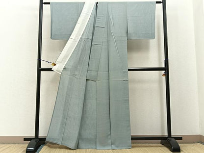 平和屋着物＊夏物　伝統工芸士　廣瀬雄望　江戸小紋　絽　万筋　水浅葱色×白磁色　正絹　逸品　BAAX6914hj