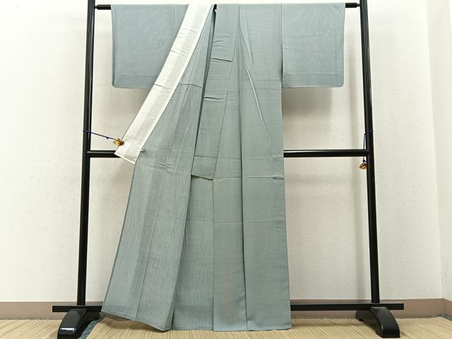 平和屋着物＊夏物　伝統工芸士　廣瀬雄望　江戸小紋　絽　万筋　水浅葱色×白磁色　正絹　逸品　BAAX6914hj